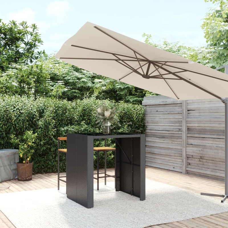Rectangular Outdoor Bar Table, Black, 31.5" W x 72.8" L x 43.3" H