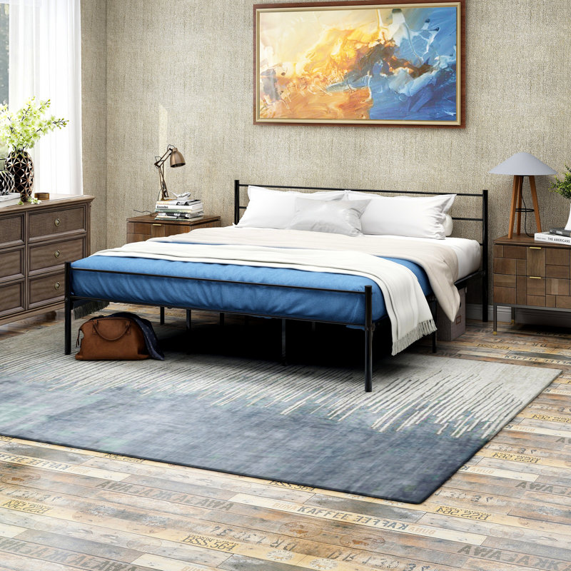 Metal Slat Headboard Design Bed, King