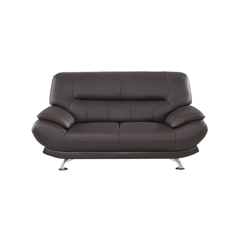 Holbrooke 68'' Faux Leather Loveseat, Dark Chocolate Faux Leather