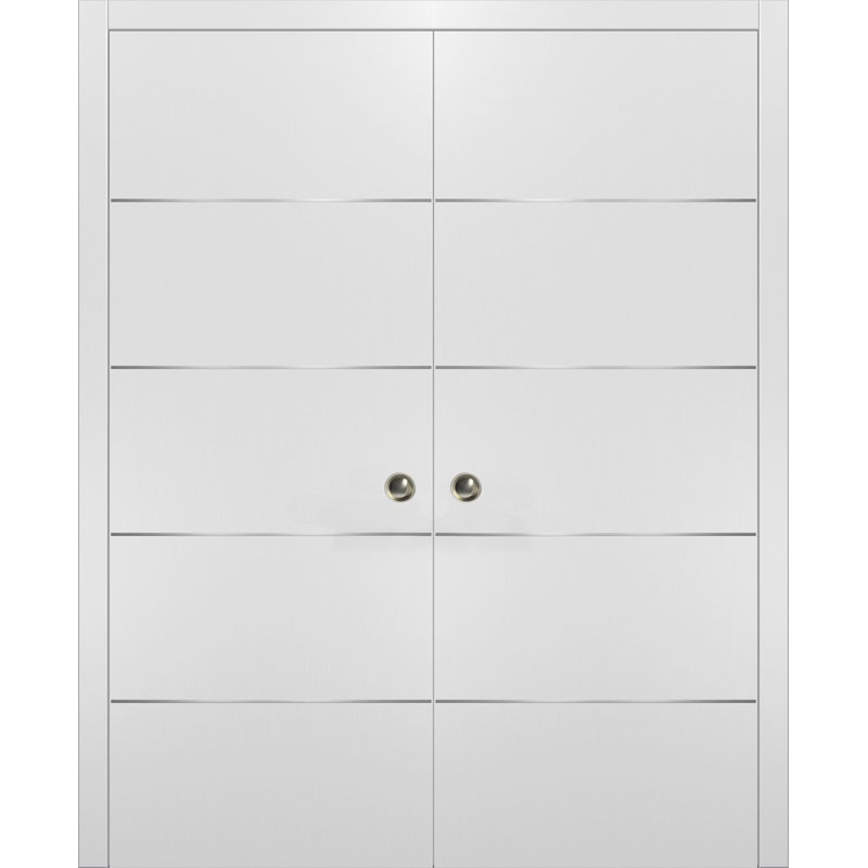 Portes coulissantes en bois massif Planum Flush, Satin blanc, 48 po x 84 po