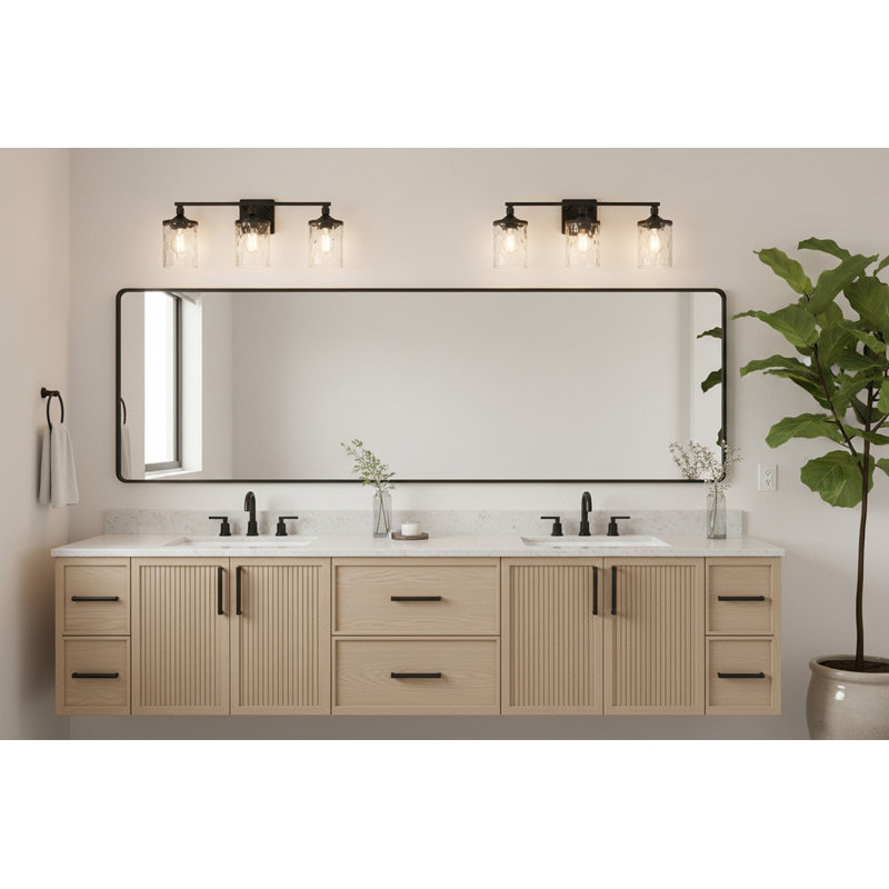 Éclairage pour meuble-lavabo à 3 lumières Baldwin, Noir mat, Trois lumières