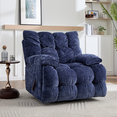 Wide Modern And Overstuffed Soft Oversize Rocker And Swivel Manual Recliner (Set Of 2)