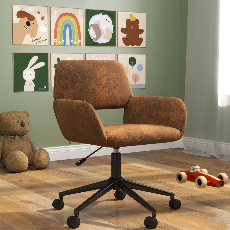 Chaise de bureau d'étude pour enfants et adolescents avec fonction pivotante, Brun