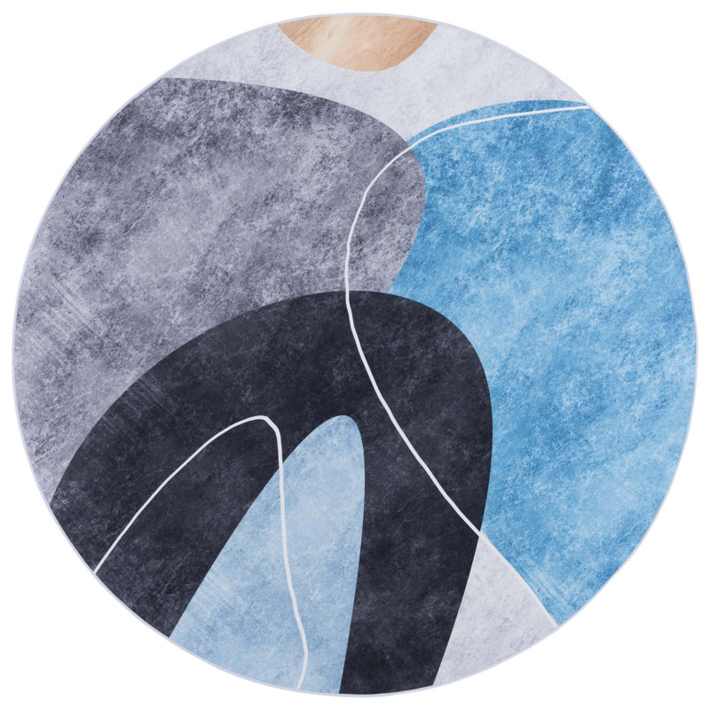 Tacoma Performance Machine Washable Abstract Rug, Round 6'