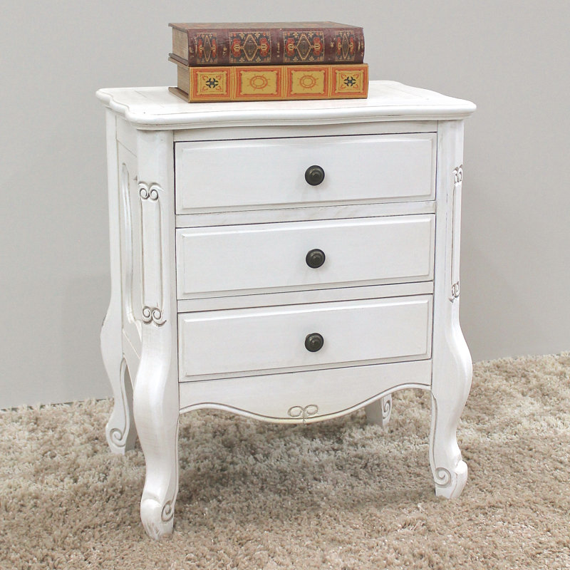 Tercero Lacey 3-Drawer Nightstand, Blanc antique