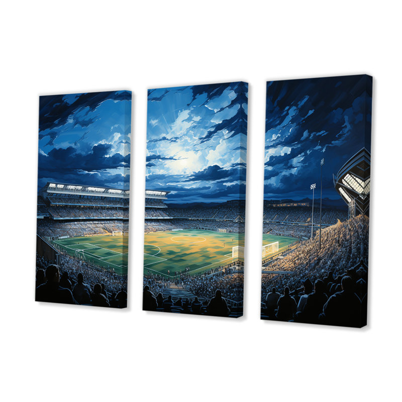 «Night Match Stadium Under The Floodlight II», ensemble d'art mural Stades, H 40 po x l 60 po x P 1 po