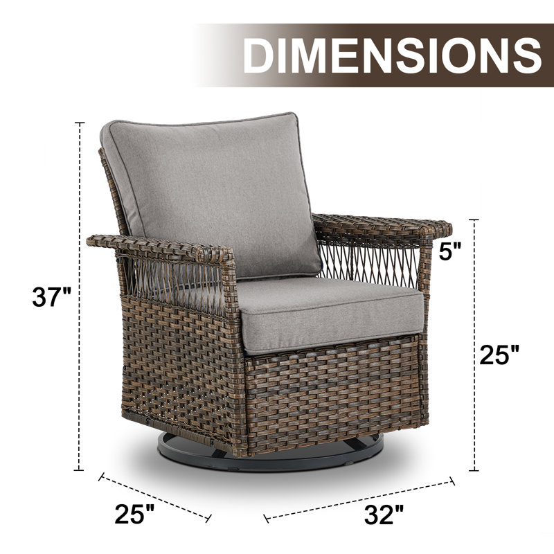 Anferney Outdoor Rocker Swivel Patio Chair with Cushions (Set of 4), Gray