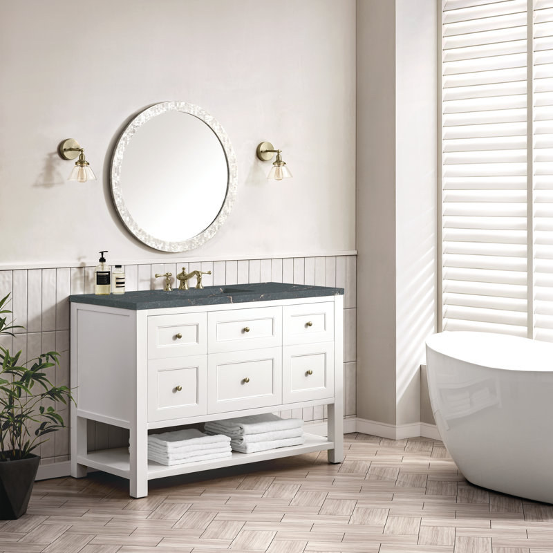 Breckenridge 48'' W Single Vanity, 8" Widespread, Parisien Bleu, Bright White