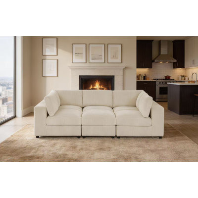 Arregui 108.5" Wide Symmetrical Modular Corner Sectional with Ottoman
