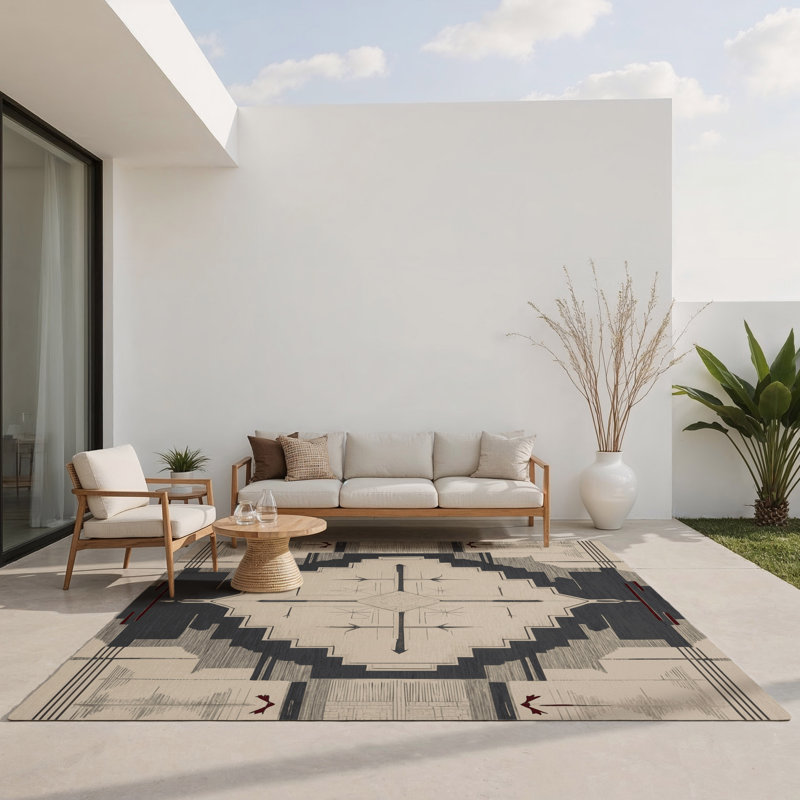 Tapis intérieur et extérieur Medallion Mirage, Rectangle 1 pi 6 po x 2 pi 6 po