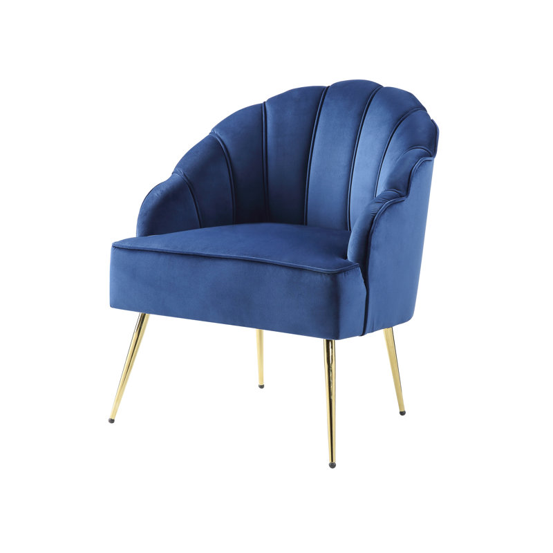 Fauteuil à oreilles 25 po en velours capitonné, Bleu