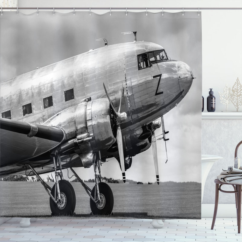 Ensemble de rideau de douche et crochets Air plane, H 70 po x l 69 po