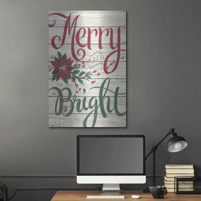 «Merry & Bright Shiplap» par Cindy Jacobs, art mural en métal