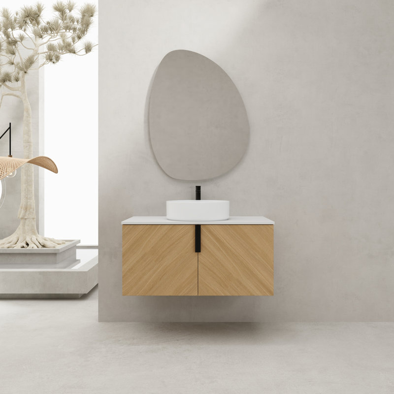 Meuble-lavabo écologique en contreplaqué avec caractéristiques de fermeture en douceur pour les salles de bain modernes