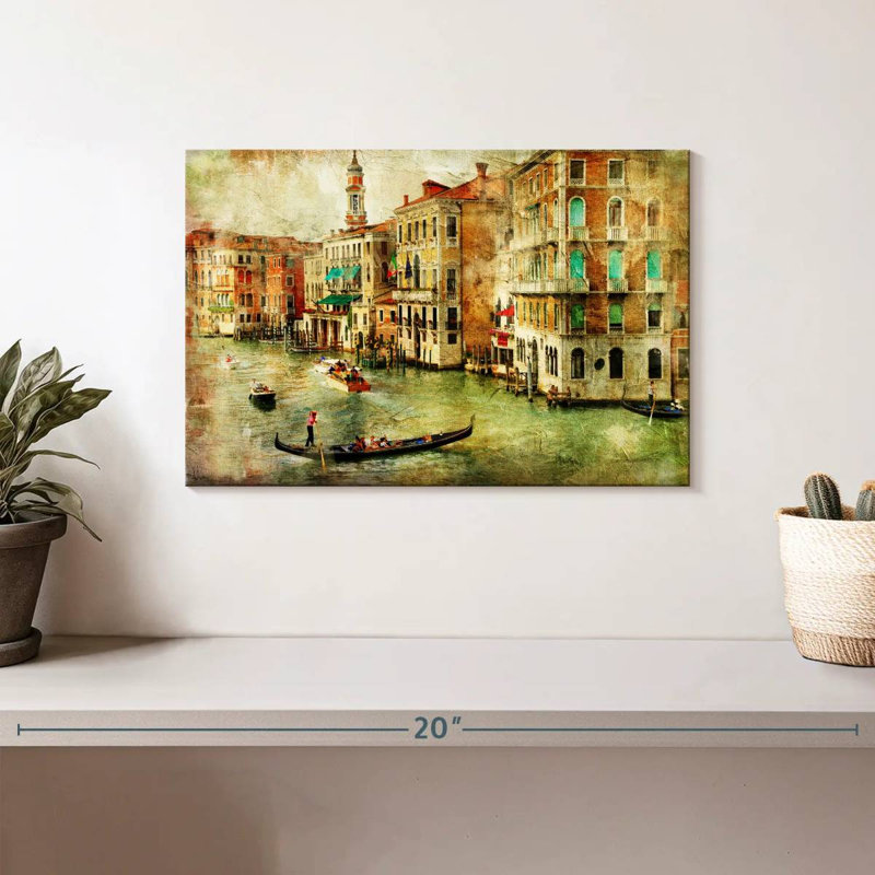 Vieille scène de Venise, H 8 po x l 12 po