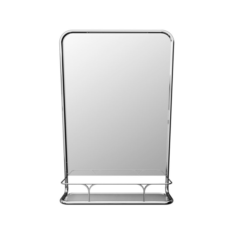 Boogie Rectangle Brass Beveled Wall Mirror, Chrome