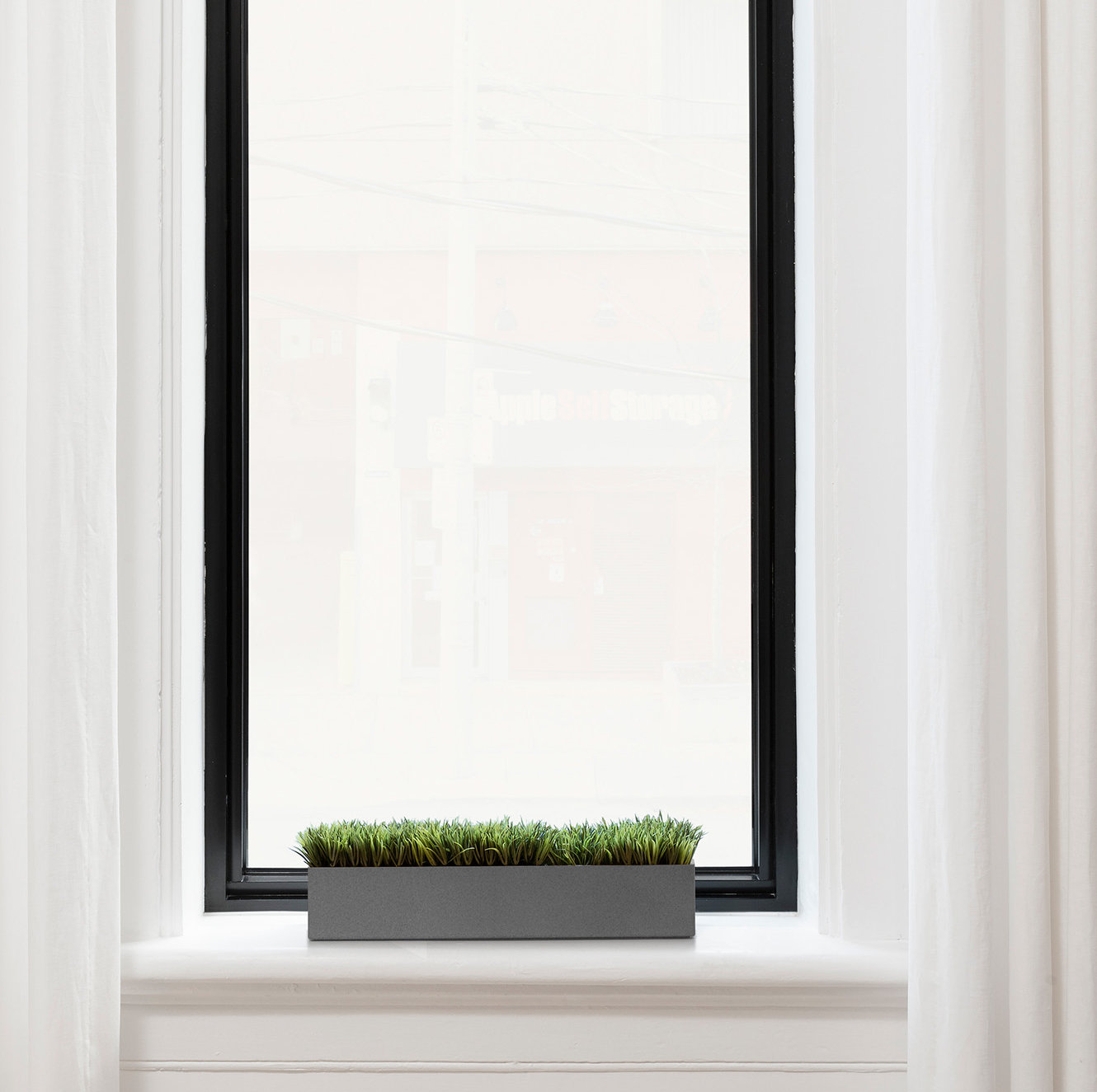 Geo Series Planter Box, 3" H x 16" W x 3.5" D, Set of 1, Gray