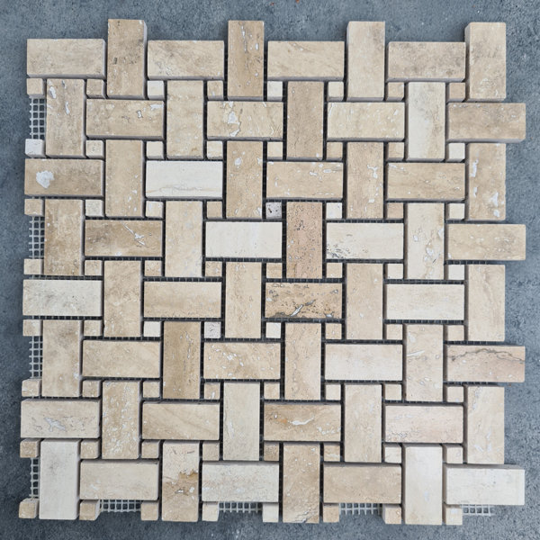 Random Sized Travertine Basketweave Mosaic Wall & Floor Tile
