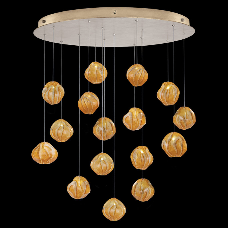 Luminaire suspendu rond 32 po Vesta, Or