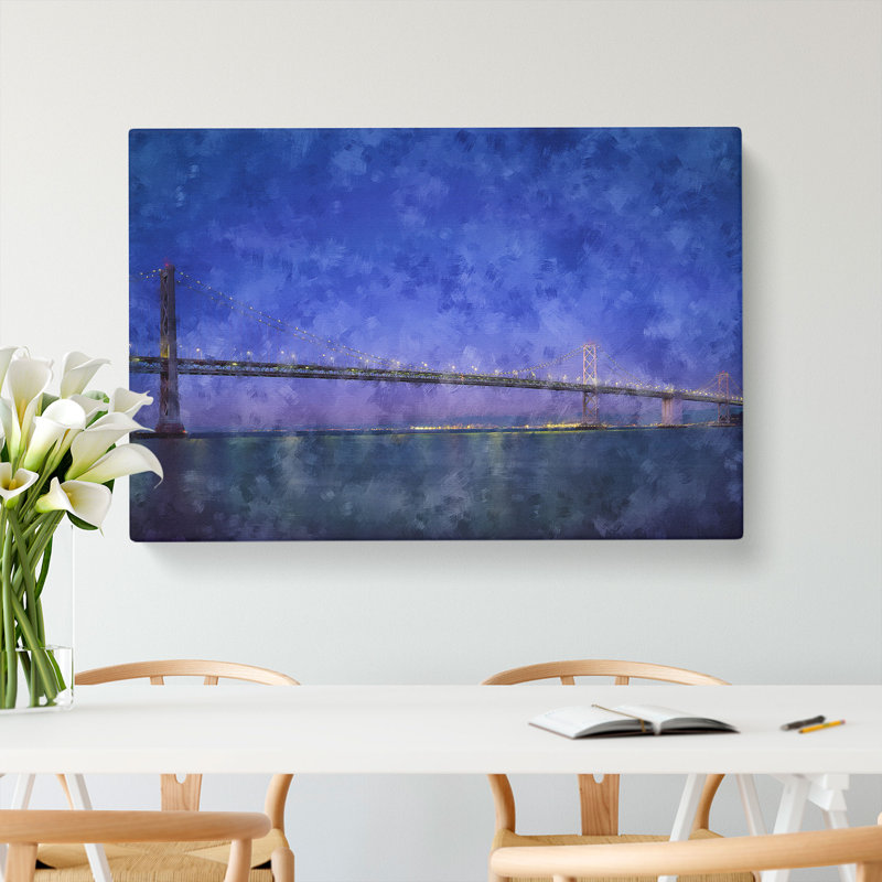 San Francisco Oakland Bay Bridge Painting - Wrapped Canvas, 50cm H x 76cm W x 3cm D