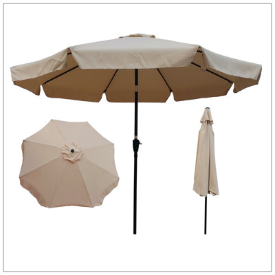 Jardin de 10 pi avec porte-parapluie ronde de jardin avec parasol à manivelle et bouton-poussoir inclinable pour terrasse de jardin