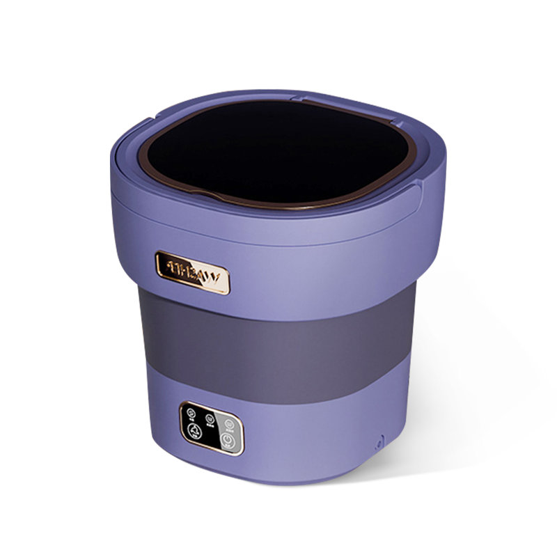 Mini machine à laver portative pliable de 12 L avec panier à essorage, 3 modes de lavage entièrement automatiques, laveuse compacte à fonction bleue pour dortoir, véhicule récréatif, voyage, camping et blanchisserie d'hôtel, mauve clair