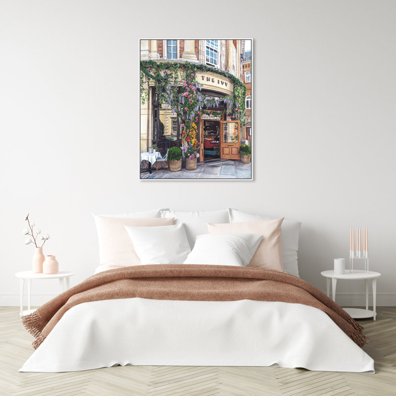 «Cafe Time» - peinture sur toile, H 36 po x l 30 po, Toile blanche encadrée