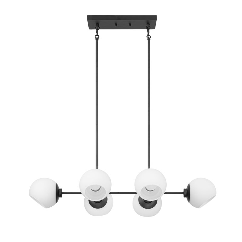 Lustre 6 lumières avec verre opale Stoll