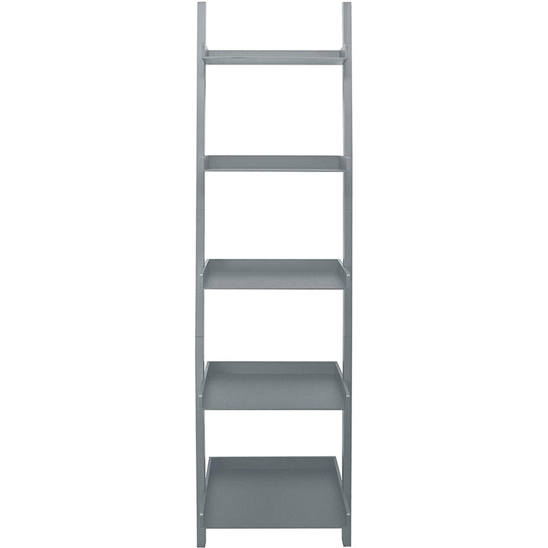 Kiera Grace Providence Hadfield 5-Tier Ladder Shelf, Leaning Bookshelf and Storage Shelf, Light Grey