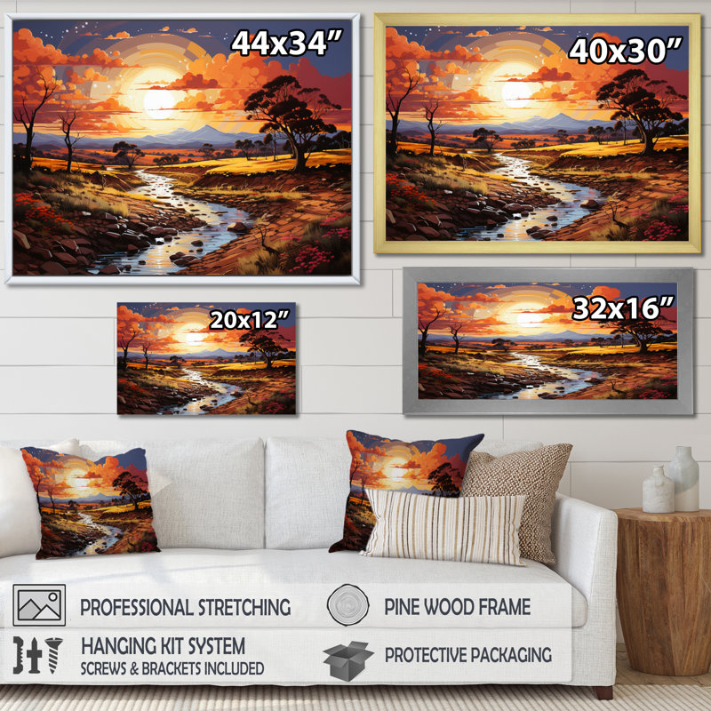 «Australie Outback Wonder II», reproduction d'art sur toile, Cadre flottant doré, H 24 po x l 32 po x P 1 po