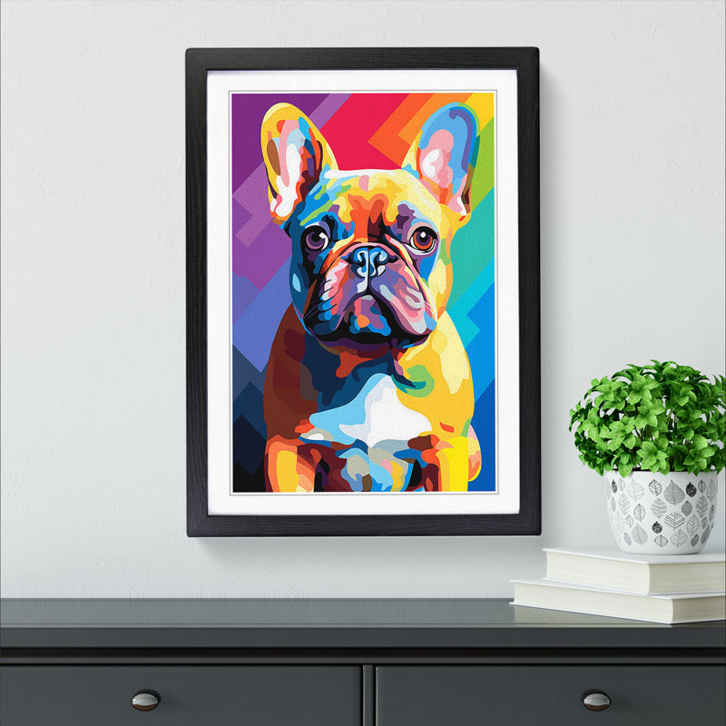 French Bulldog Colour Field - Framed Print, Black, 34cm H x 25cm W x 2cm D