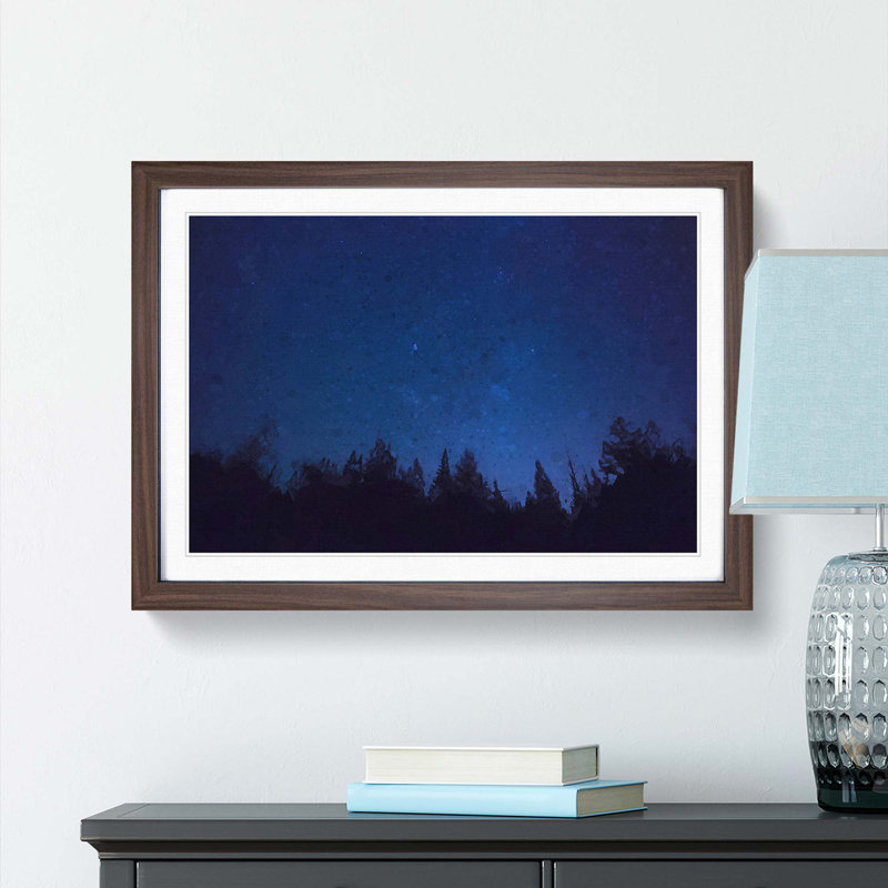 Stars at Night - Picture Frame Graphic Art Print, 27cm H x 36cm W , Walnut Framed