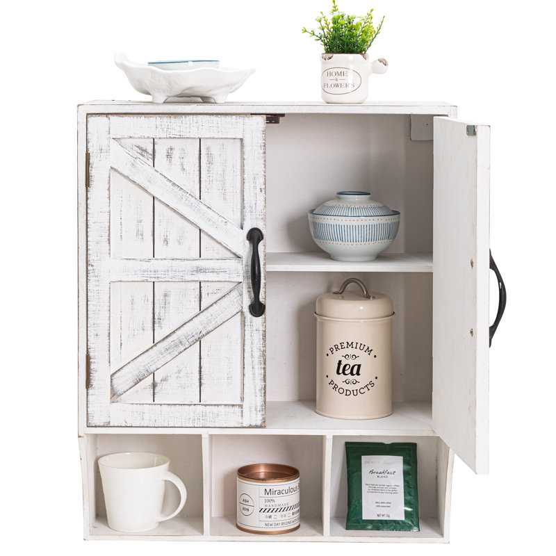 Armoire de rangement murale Farmhouse avec portes magnétiques et 3 compartiments de rangement