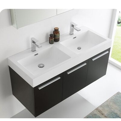 Vista 48"" Wall-Mounted Double Sink Modern Bathroom Vanity Set with Medicine Cabinet -  Fresca, FVN8092BW-D