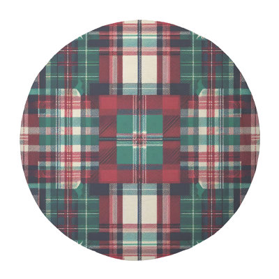 Classic Plaid Textures Braided Rug