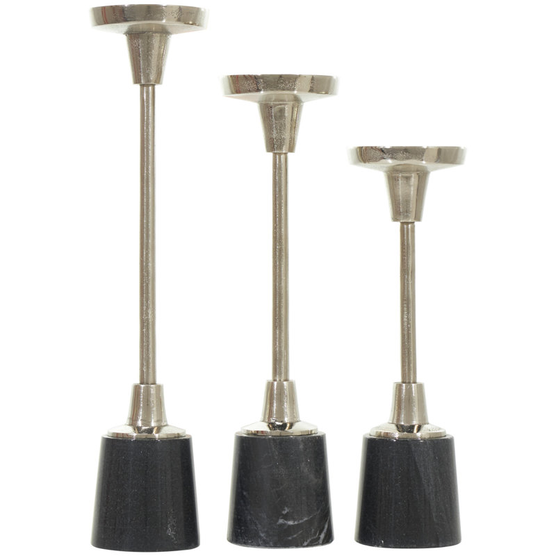 15.40'' H Tabletop Pillar, Silver/Black