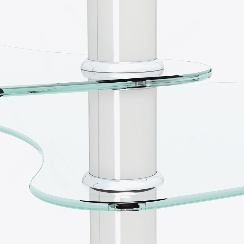 Table basse ovale avec plateau en verre et tablette
