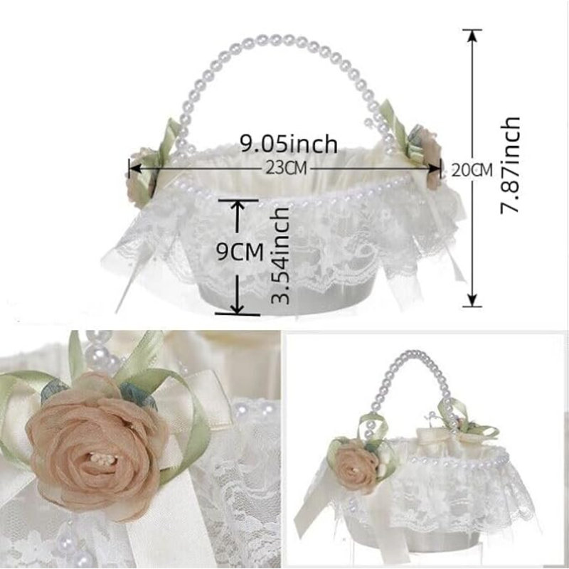 Panier de demoiselle d'honneur avec poignée perle