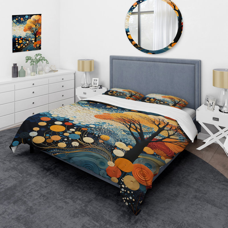 Ensemble de housse de couette colorée Mid Century, Housse de couette pour très grand lit et 2 très