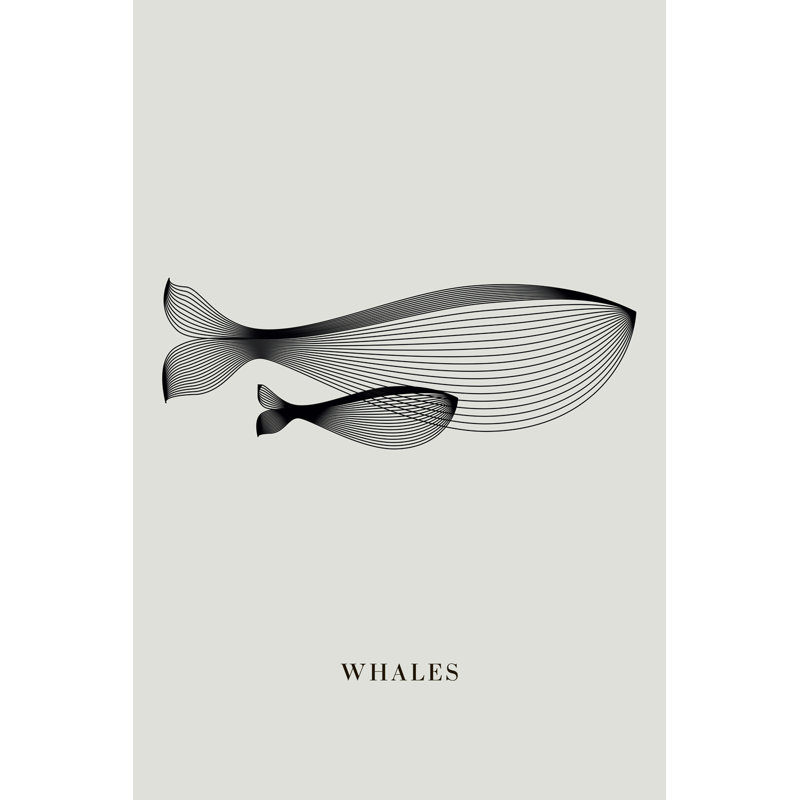 Minimalistic Whales Poster - No Frame Print, 40cm H x 30cm W