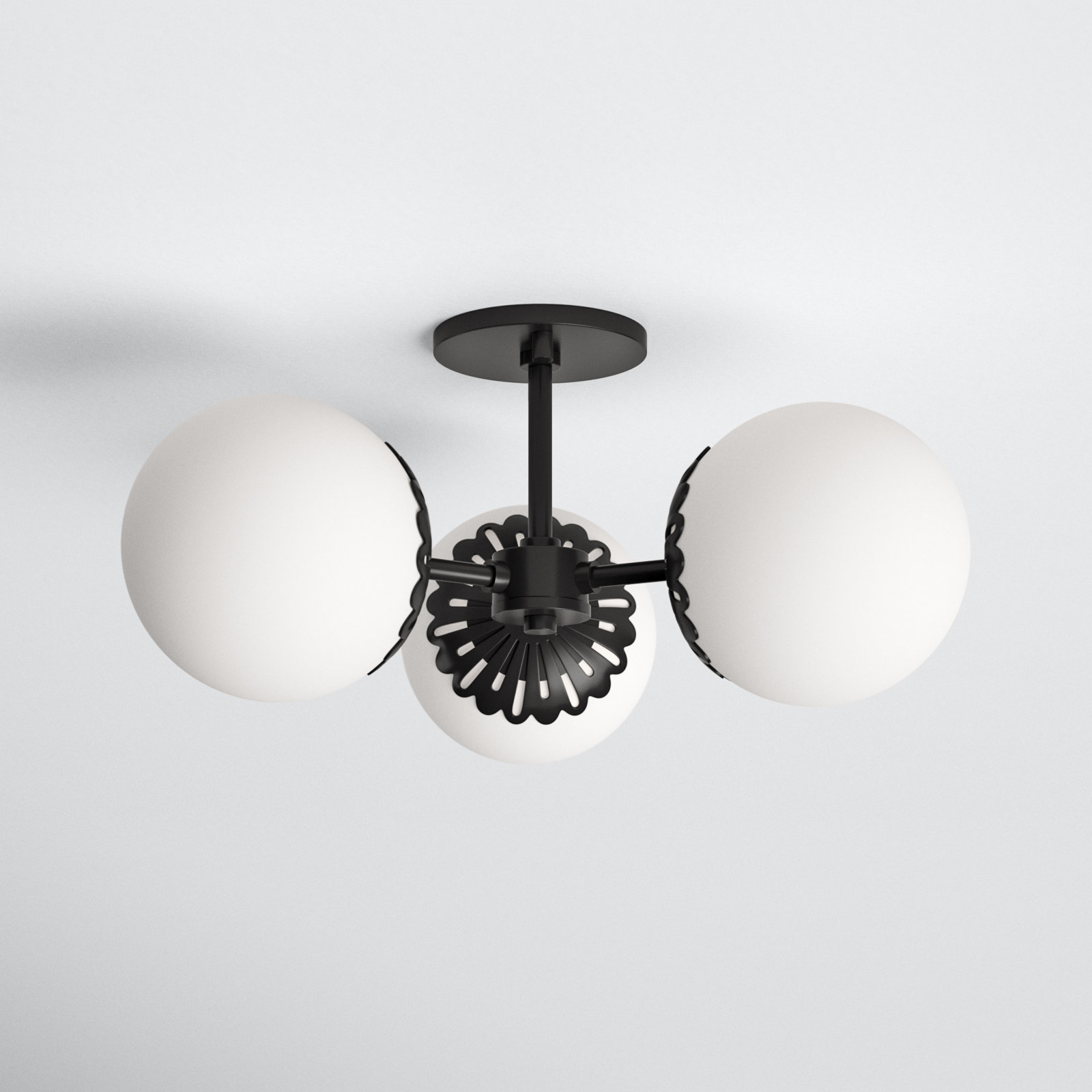 Deniaud 16.25 " 3 - Light Semi Flush Mount, Old Bronze