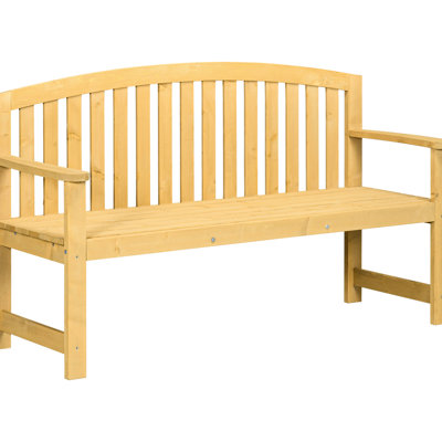 2 bancs d'extérieur naturels - Patio en bois de 56 po avec accoudoirs pour porche, bord de piscine et balcon
