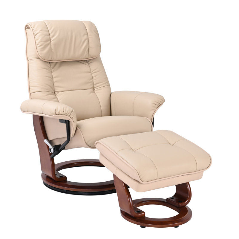 Mongillo 33" Wide Swivel Ergonomic Recliner with Ottoman, Taupe