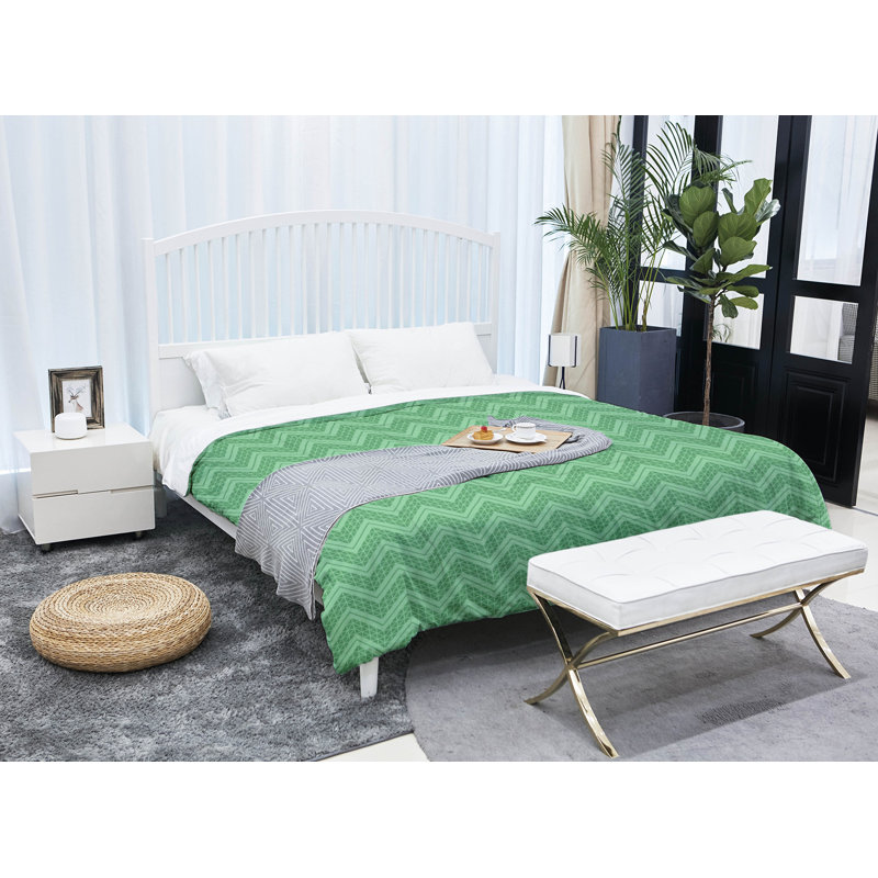 Édredon simple en microfibre Rhonda Cheval, Édredon simple, Vert clair / blanc