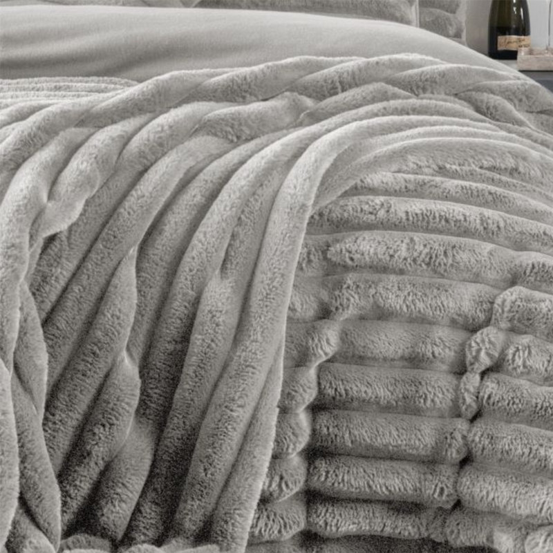 Kampala Hill Big Cord Teddy Blush Duvet Cover Set Bedding Set, King Duvet Cover  + 2 Standard Pillowcases, Grey