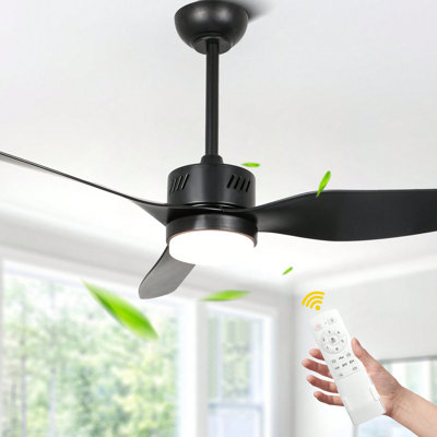 Ventilateur de lustre d'intérieur de 46 pouces, ventilateur de plafond noir moderne avec lumières et télécommande, ventilateur de plafond réversible à 6 vitesses pour la chambre à coucher
