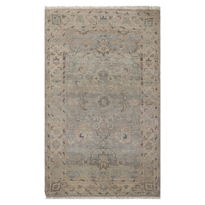 3x5 Grey Afghan Wool Area Rug HandKnotted Transitional Oushak