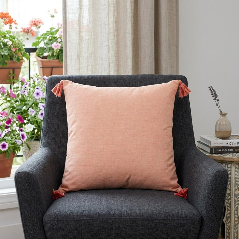  Insert de coussin carré en chenille Tie Dyed, Corail