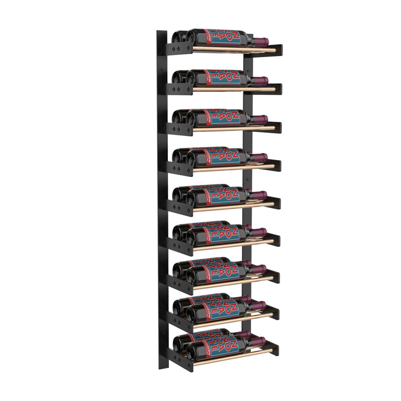 Support à vin mural pour 9 bouteilles Abbie-May, H 45 po x l 14,63 po x P 4,25 po, Chrome / noir mat