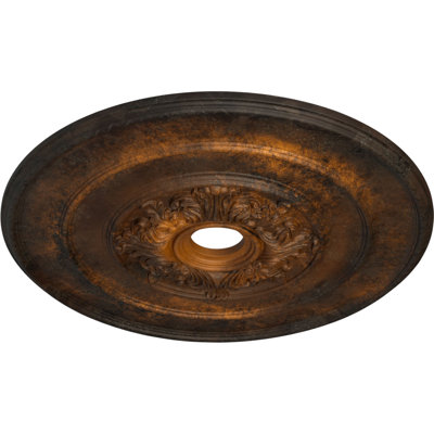 Endurathane Traditional with Acanthus Leaves Ceiling Medallion, 26"OD x 3 1/8"ID x 1 1/2"P (Fits Canopies up to 4 1/4"), Hand-Painted Rust Finish